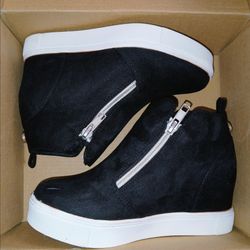 Black Wedge Heel Sneakers - Like New