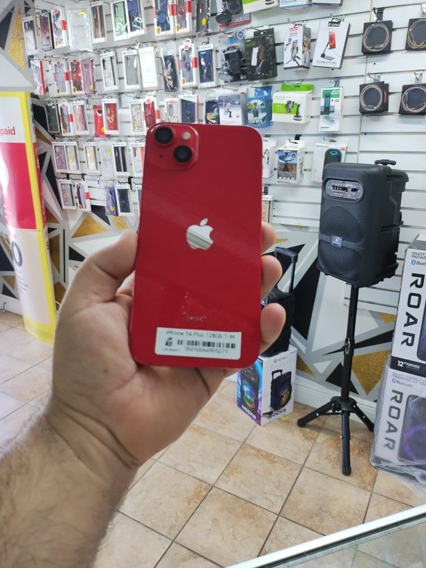 Unlocked For T-   Mobile  14 Pl us 128Gb Red Clean , Charger And Warranty Included 
