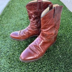 JUSTIN 3512 MENS RED BROWN LEATHER WESTERN ROPER BOOTS SIZE 10D