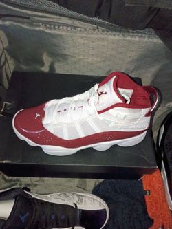Six ring team red Jordans