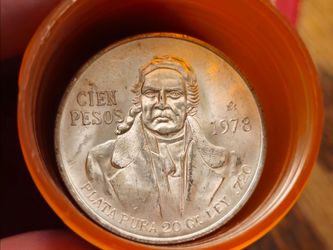 Roll Of 20 Cien Pesos Mexican Silver Coins 1978 Uncirculated 20 In A Roll