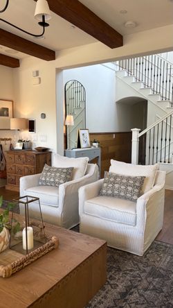 Pair of Custom Striped Slipcovered Chairs