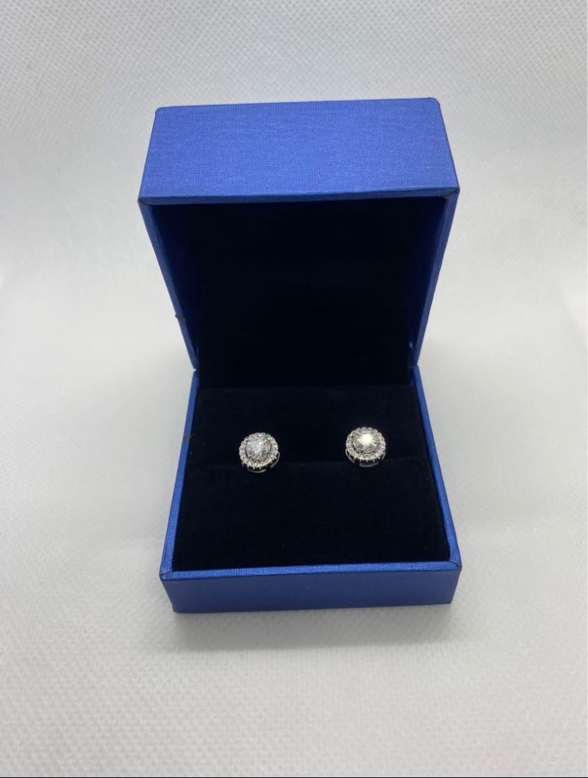 Moissanite “Halo” Earrings