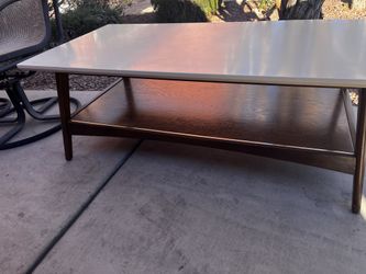 Brown/white wooden rectangle table