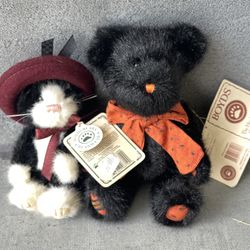 Boyd's Bears Phoebe Purrsmore 6" Plush Black & White Cat Retired lot of 2