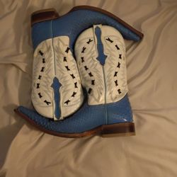 Blue And White Boots Size 8.5