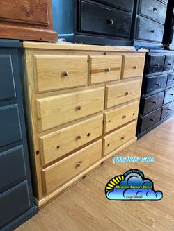 Pinewood natural nine drawer dresser cajonera Comoda nueva de Pino