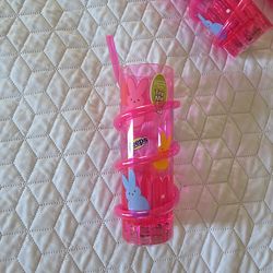 Peeps light up plastic cup with built in straw