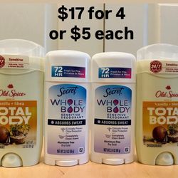 Old Spice and Secret Deodorant 