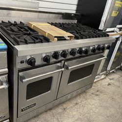 Viking Professional 48” Slide In Gas Range In Stainless Steel With Double Oven