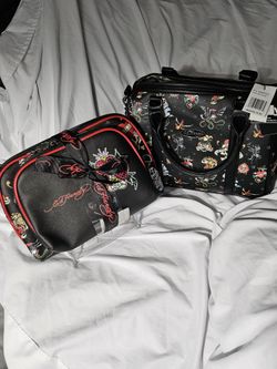 Ed Hardy Satchel Crossbody Makeup Bag Set