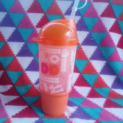 Dunkin Donuts 24oz Travel Mug Whitley Cup Orange 2010 Mister Dunkin Grip Bottom


