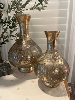 Mercury Glass Gold Vases – Set of 2
