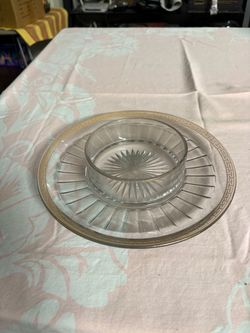 Crystal Glass Plate and Bowl Set