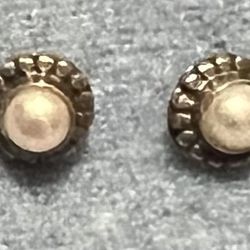 Pearl Stud Silver Earrings