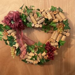 Heart Shaped Hand Made Wreath With Corks  Just beautiful Over A Foot Please check my other listings thank you