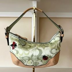 2004 Coach Limited Edition Green Crystal Ladybug Soho Hobo Shoulder Bag