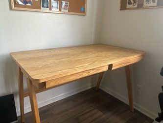 Mid-Century Modern Wood Desk/Table – Solid Wood, Splayed Legs – MUST GO TODAY