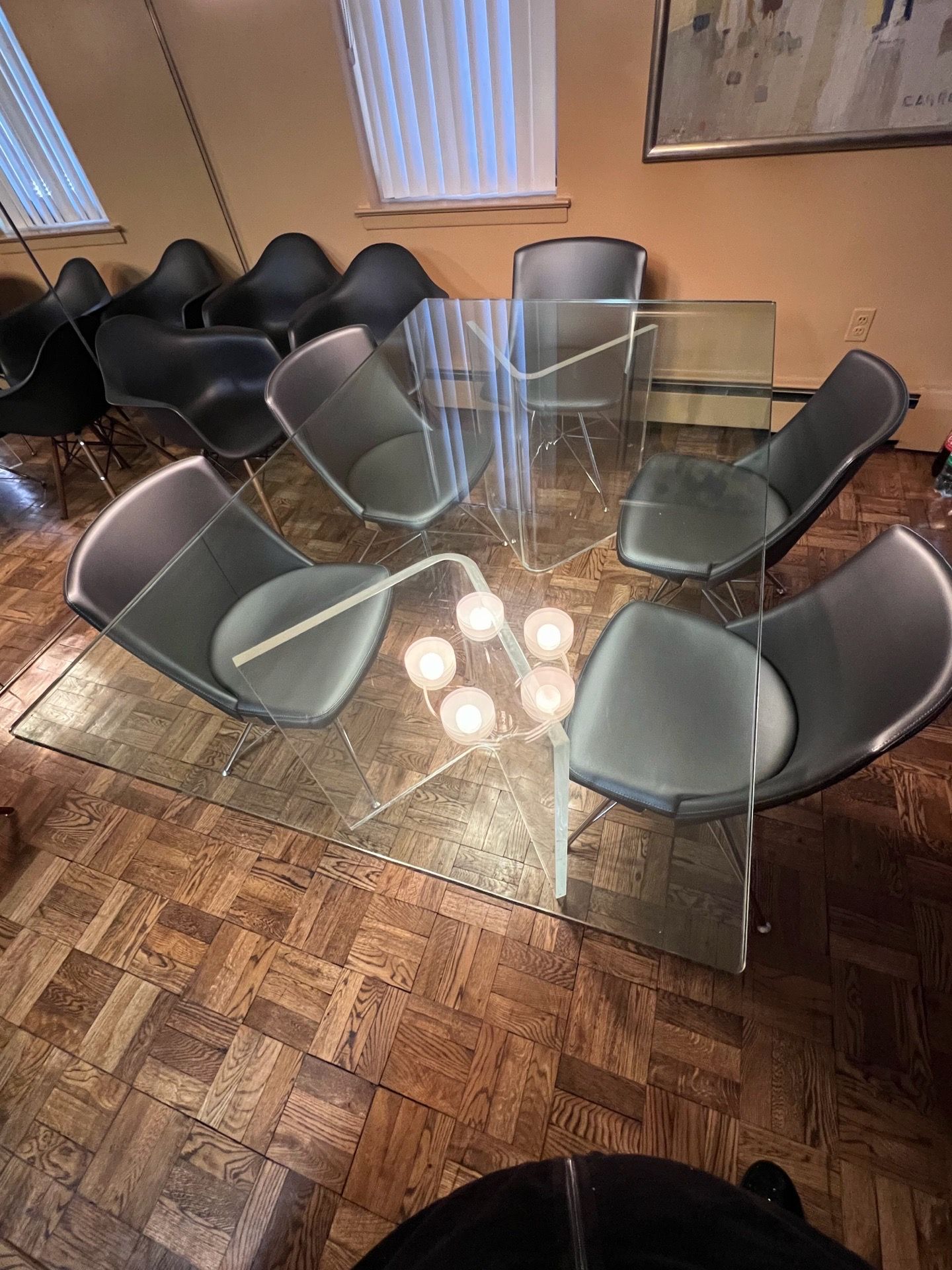 Rectangle Glass Dining Table with Lucite Base