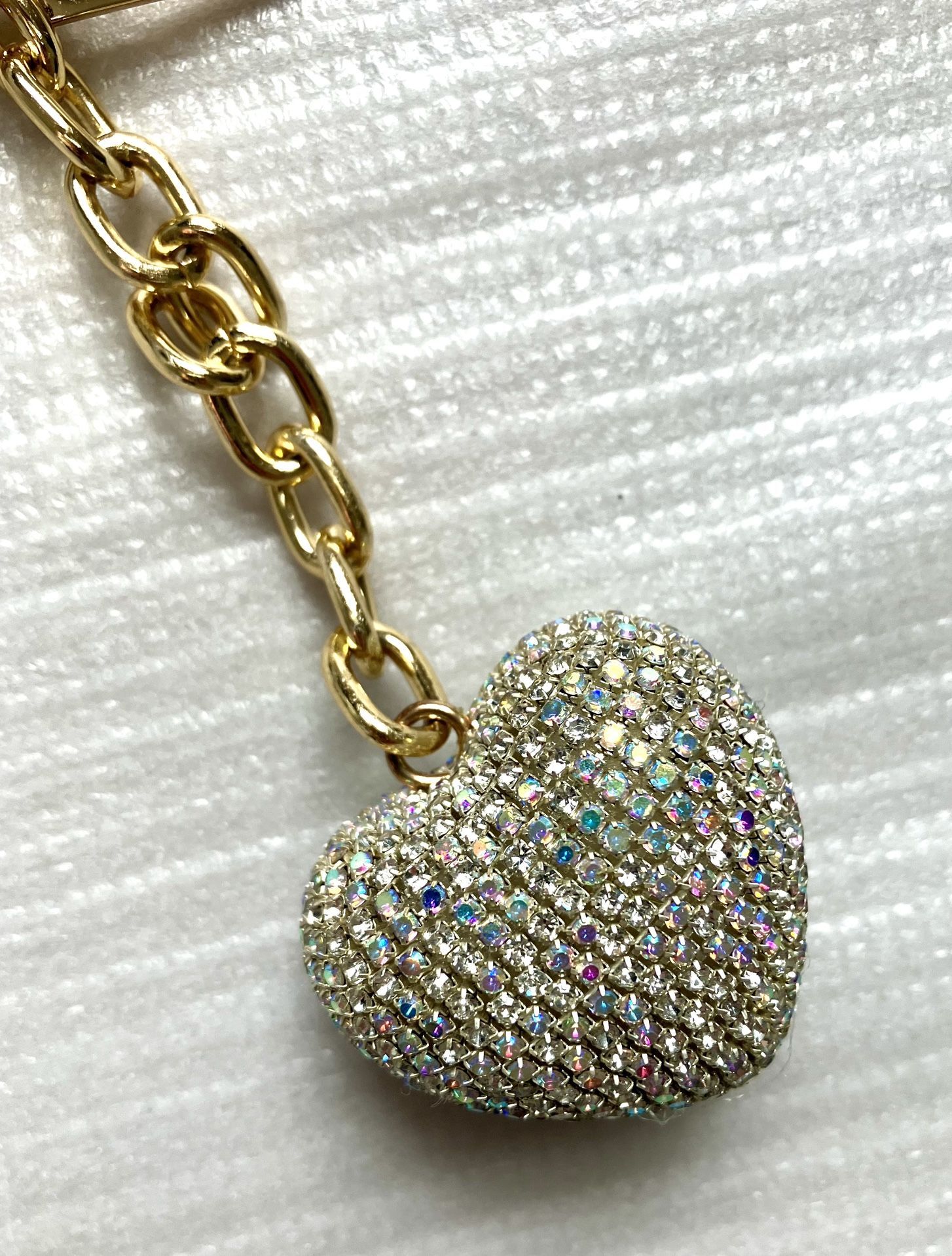 Victoria’s Secret wristlet keychain + puffy heart charm✨ 🖤💎