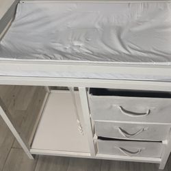 Baby Changing Table with Drawer and Laundry Basket Space