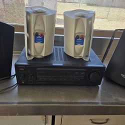 Stereo receiver and speakers. 