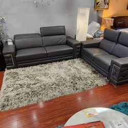 Divanitaly Leather  Gray Sofa