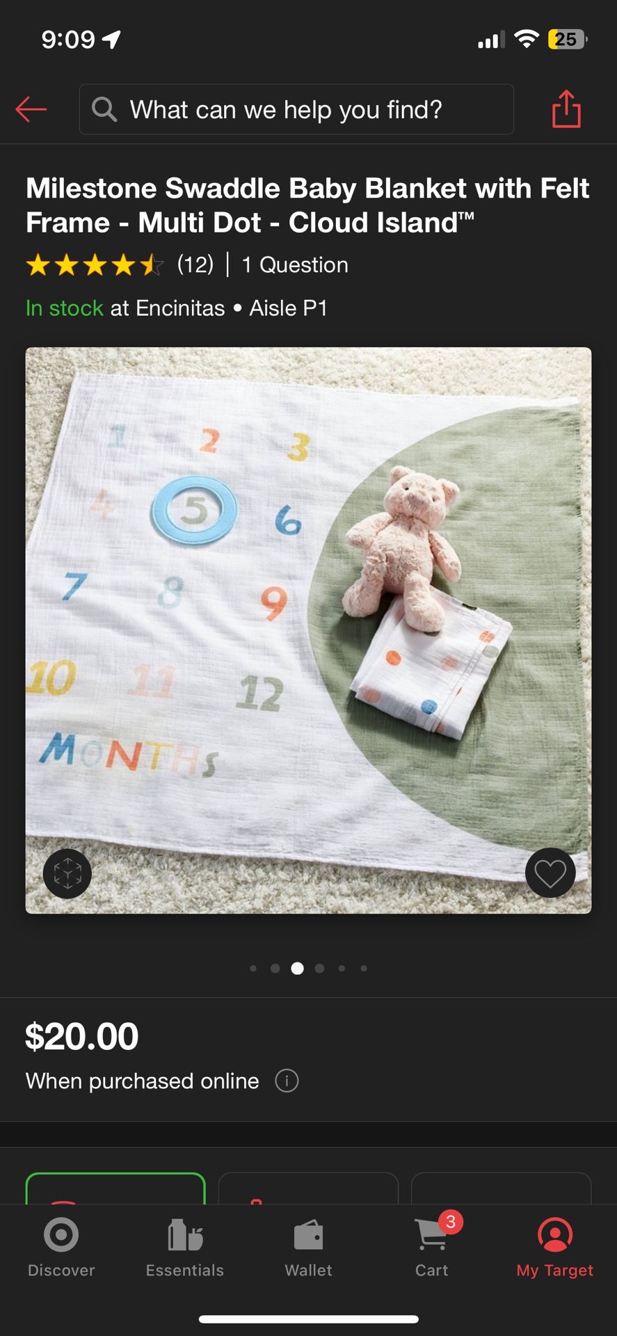 Milestone Swaddle Baby Blanket with Felt Frame - Cloud Island™