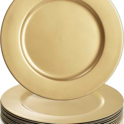 ZEAYEA Pack of 12 Gold Charger Plates – 13-Inch Round Plastic Plates for Weddings and Elegant Table Décor