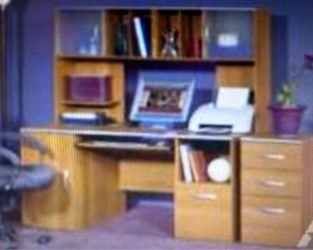 Large Wood Computer Desk with Hutch