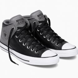 Converse CTAS High Street Mid Shoe A11652C Blk Gray Faux Leather Size M8.5 W10.5
