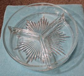 Vintage Clear Glass 3-Section Divided Relish/Candy Dish