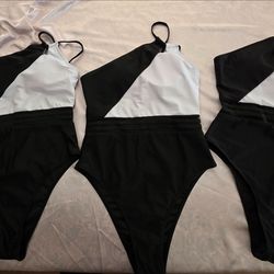 3 new, one-shoulder, one piece swimsuit