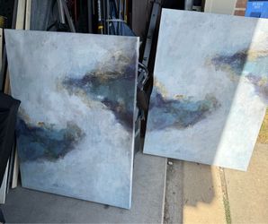 2 abstract wall art canvases