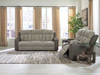 WhipLash Sisal Power Reclining Sofa and Loveseat
