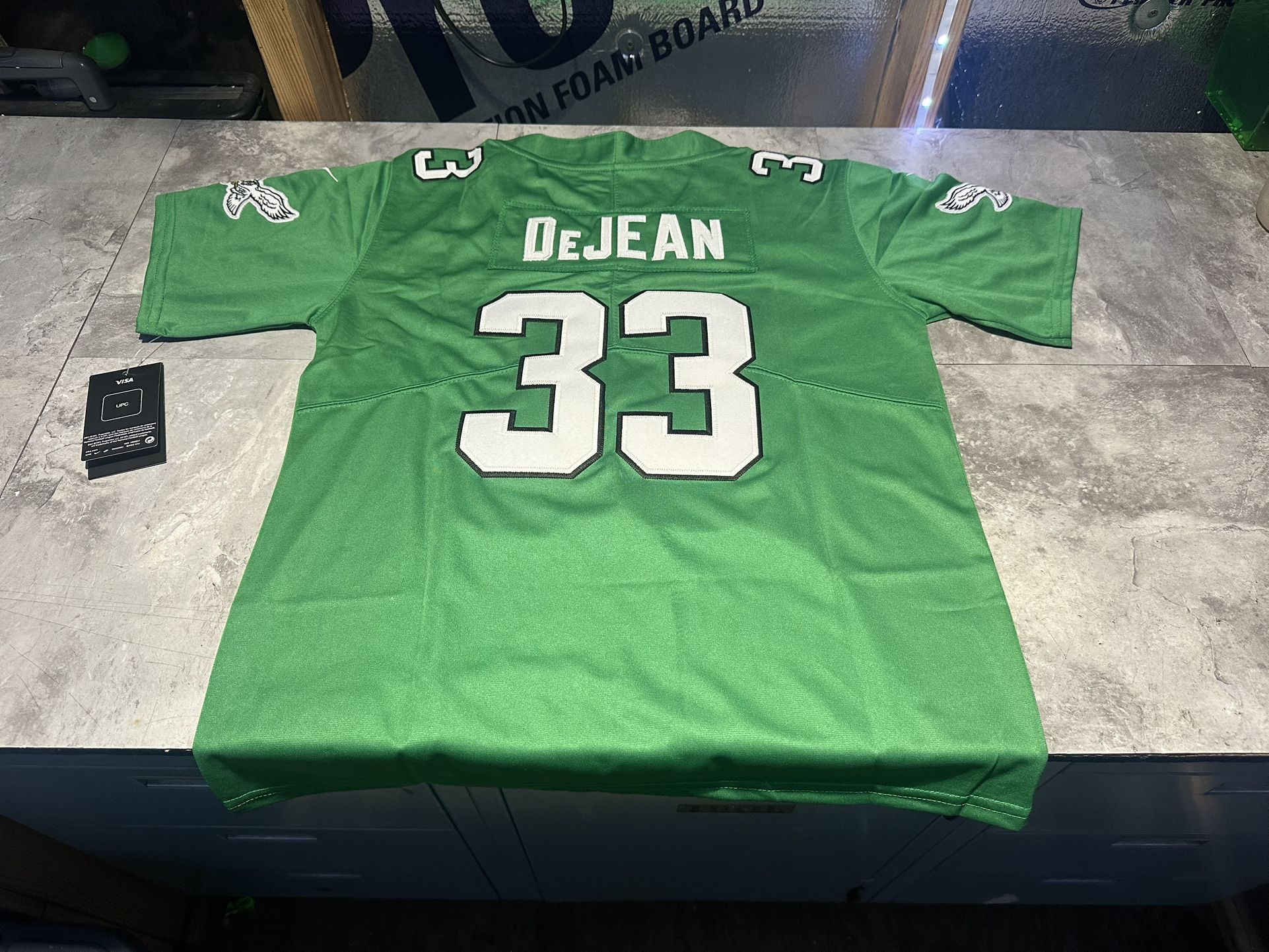 NWT Youth Large Philadelphia Eagles Cooper DeJean Throwback Kelly Green Jersey.