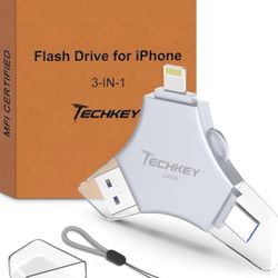 USB 3.0 Flash Drive for iPhone 256GB: MFi Certified 3in1 External Memory Photo Keeper Storage Stick for Picture/Video/Data Saver/Backup High Speed Thu