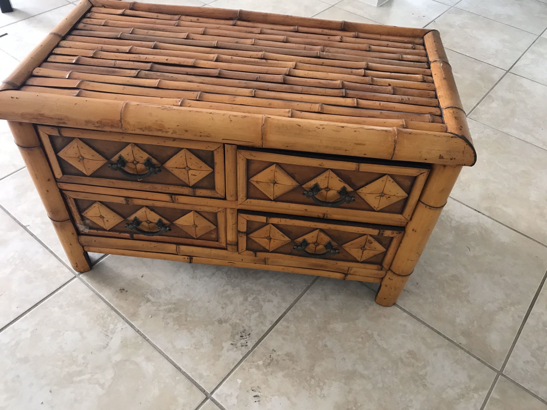 Bamboo table/chest with drawers