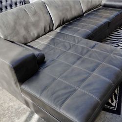 Leather Sectional 2 Modern Brown Leather Sectional Sofa – Great Condition (brown)