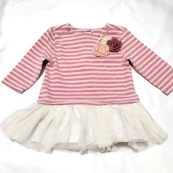 ✨GIRL 12 MO DRESS FIRST BIRTHDAY DRESS GIRL PINK CROTCHET STRIPED FLORAL BEIGE✨