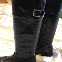 Black Leather Coach Boots, Size 6