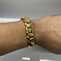 16MM🔥🏆 MIAMI CUBAN LINK BRACELET 🌴GOLD OVER SILVER 8”