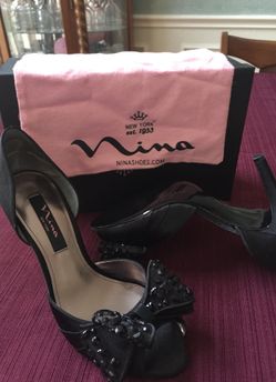 Nina black bowtie heels