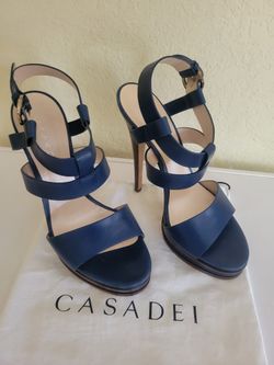 Casadei Navy Strappy Platform Sandals - US 8