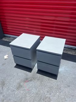 IKEA light gray nightstands. Check description