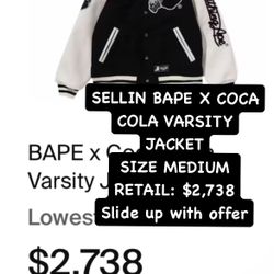 Bape X Coca Cola Varsity Jacket Black And White Size Medium