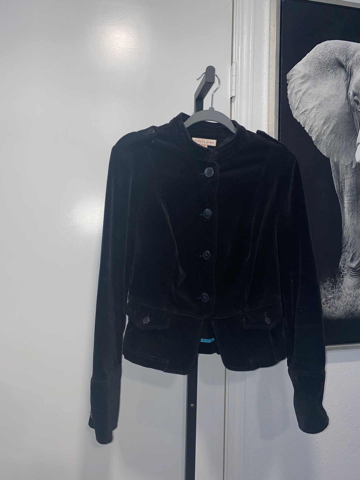 Women's Black Tommy Hilfiger Button Down Corduroy Long Sleeve Collared Jacket XL