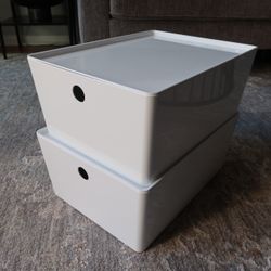 IKEA Kuggis White Storage Bins • Like New • Size 10”x13” • Set of 2
