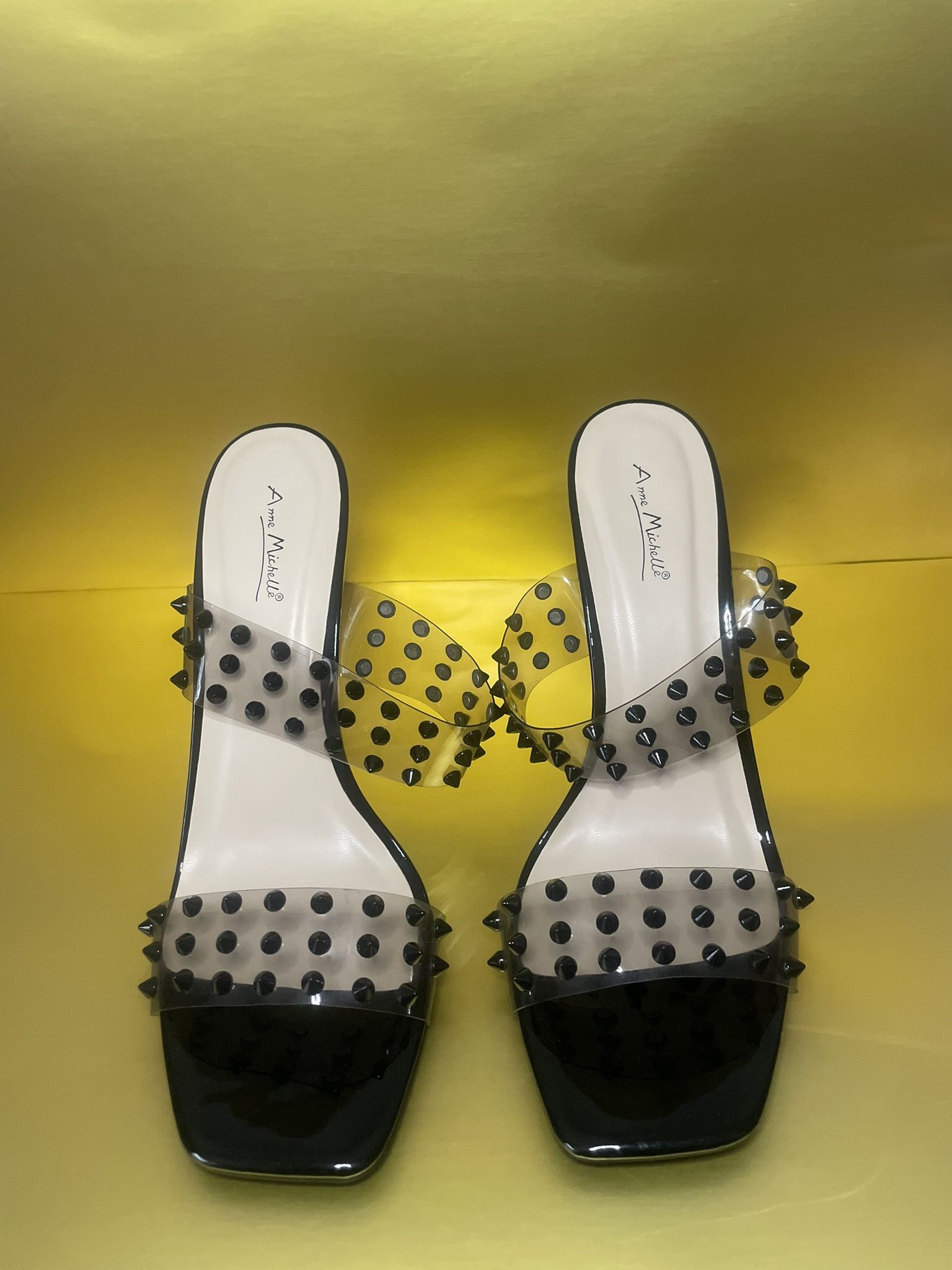 Studded Clear Strap Heels 