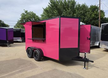 2026 New 6x12 TA Screwless Enclosed Vending Trailer | Blackout | Spoiler Package | .08 Polycor | Dexter Axles | El Paso | 1155 

(Pink)